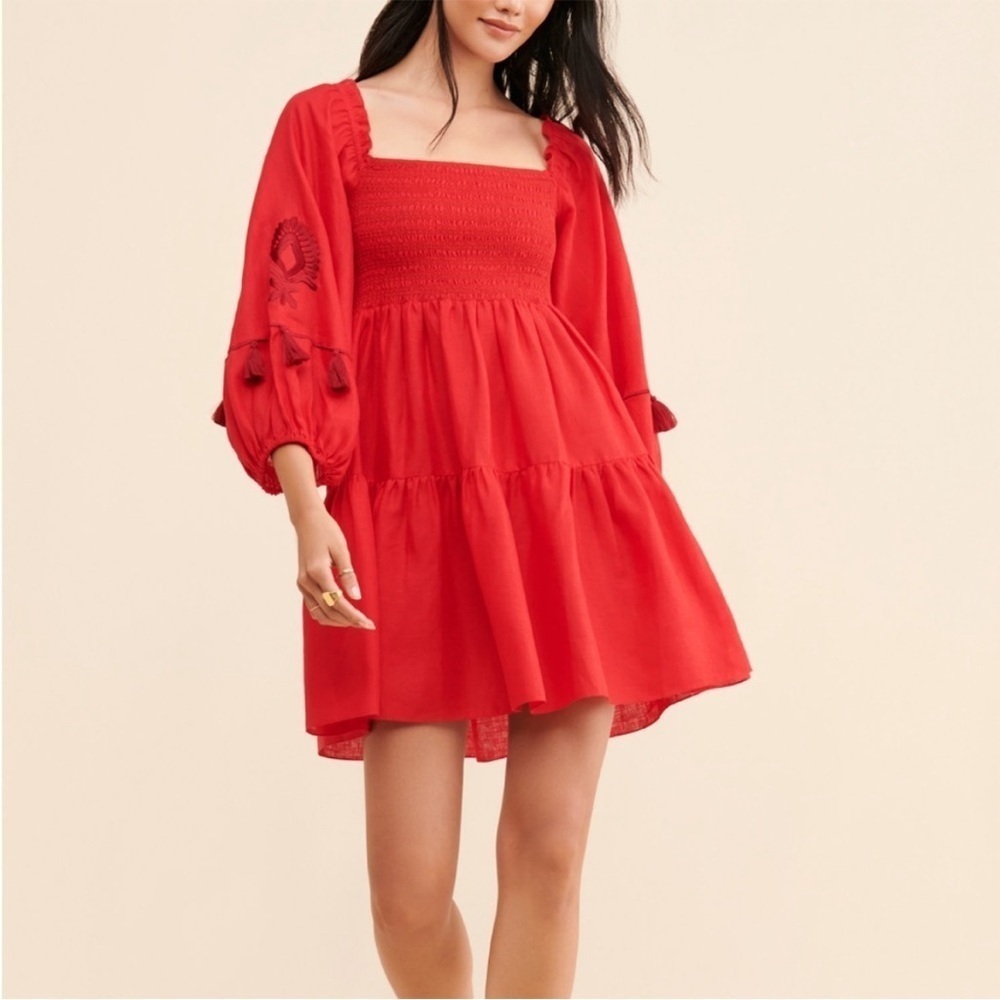 Sachin & Babi Lola Dress Poppy Red 100% linen size small